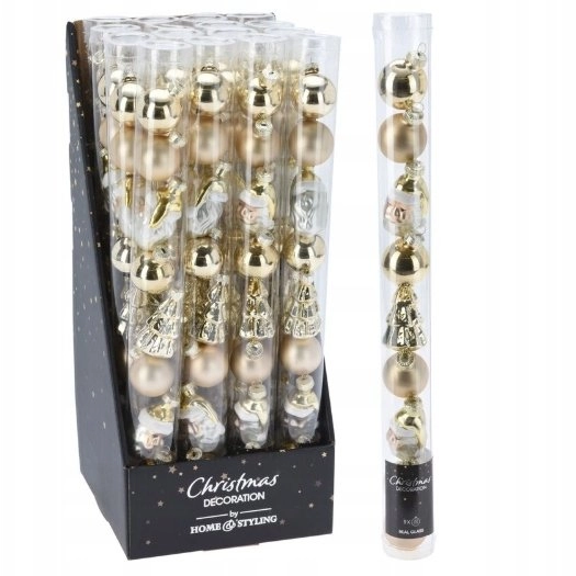 Party Deco Gold Baubles 9 pcs