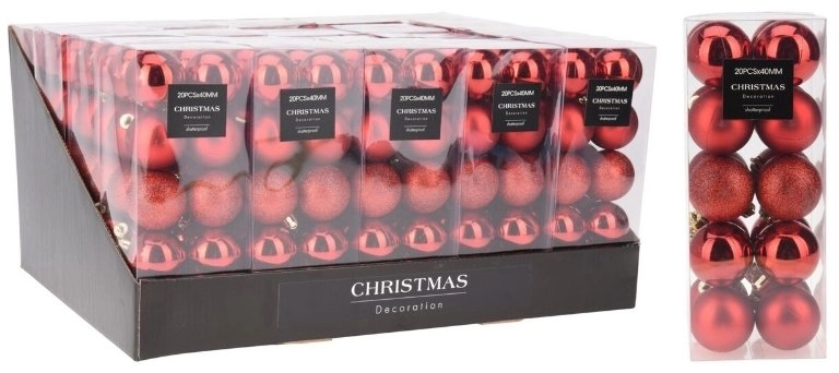 Party Deco Red Baubles 20 pcs