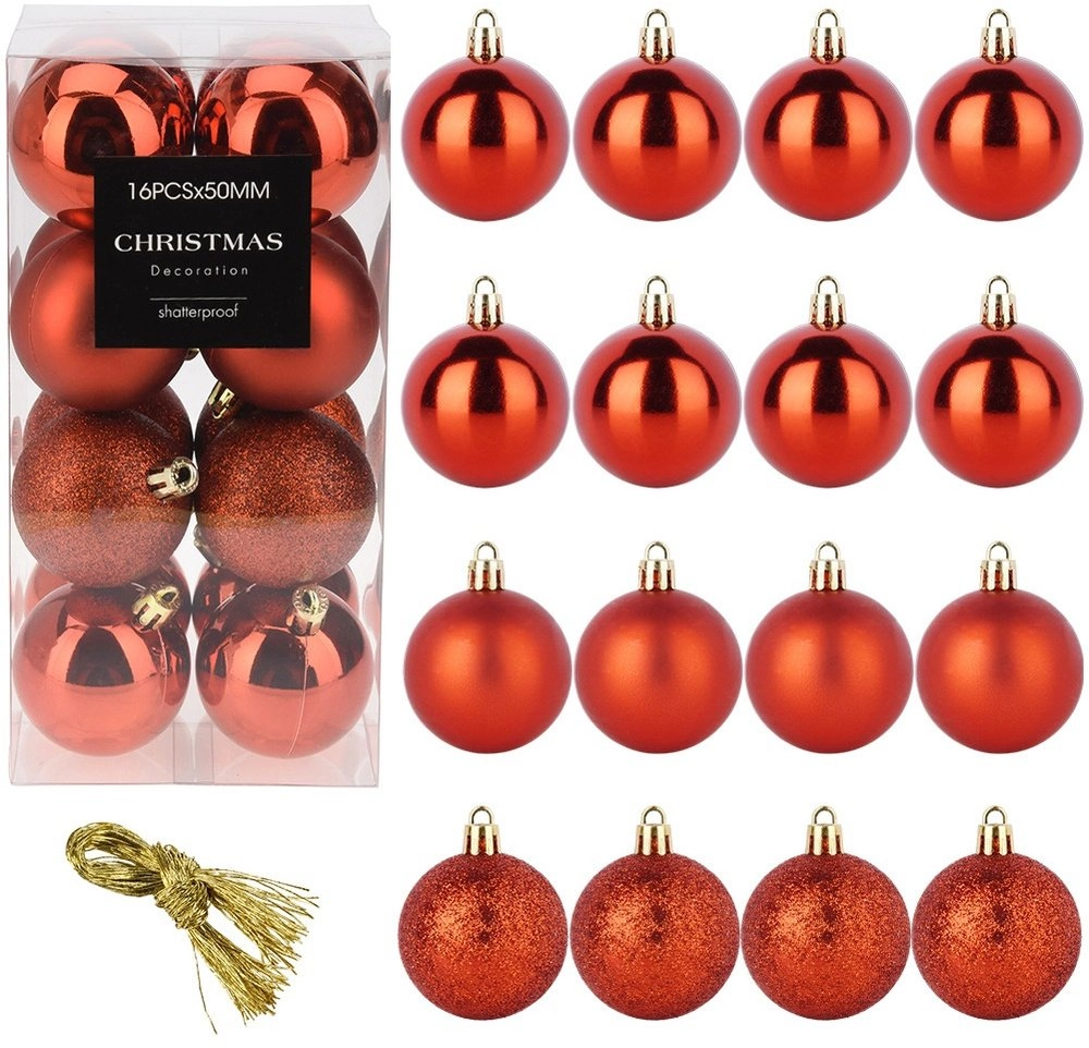 Party Deco Red Baubles 12 pcs