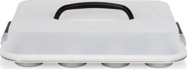 PATISSE SILVER-TOP 12-muffin tin with lid