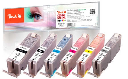Peach Patrone Canon PGI-550XL/CLI-551XL Multi-6-Pack komp