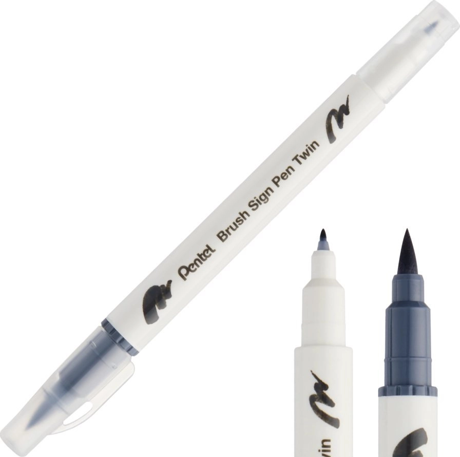 Pentel Pen Brush Double-Sided Light Gray