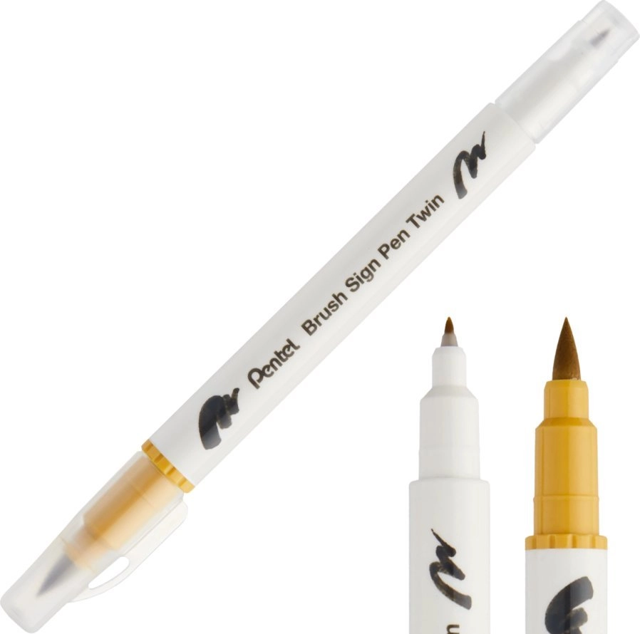 Pentel Double-Sided Pen Brush Golden Orcha