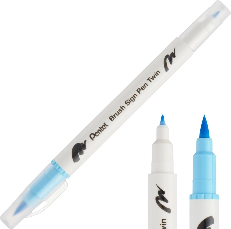 Pentel Pen Brush Double-Sided Light Blue