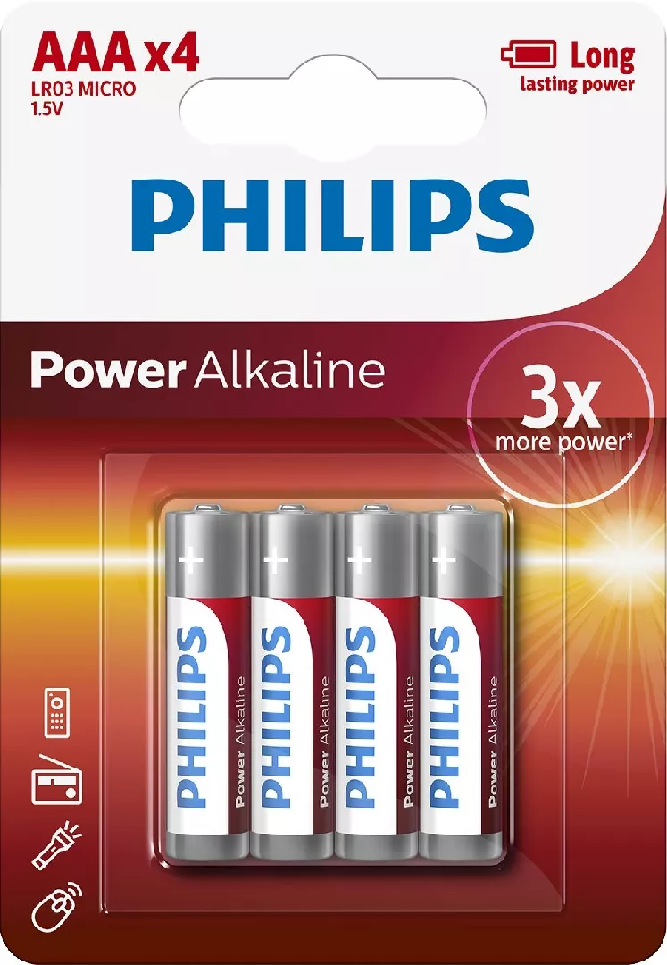 Philips Power Alkaline Battery LR03P4B/10 AZPHIUB3LR03P4B