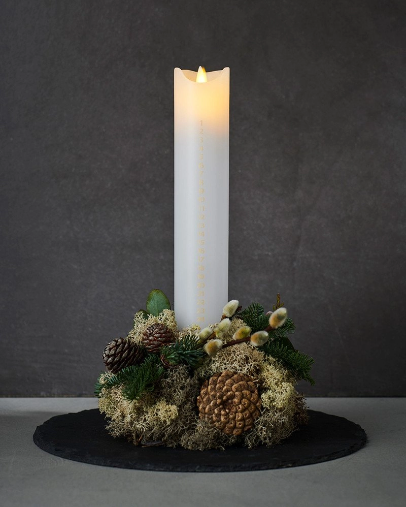 Sirius Sara Calendercandle Ø4 8xH29cm white/Gold
