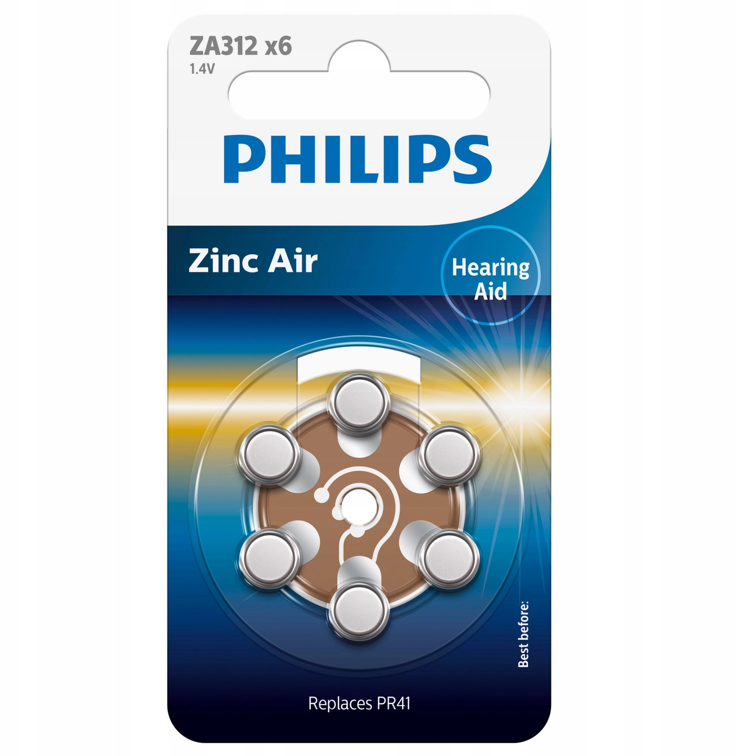Philips 1x6 Zinc-Air PR41/312 Hearing aid