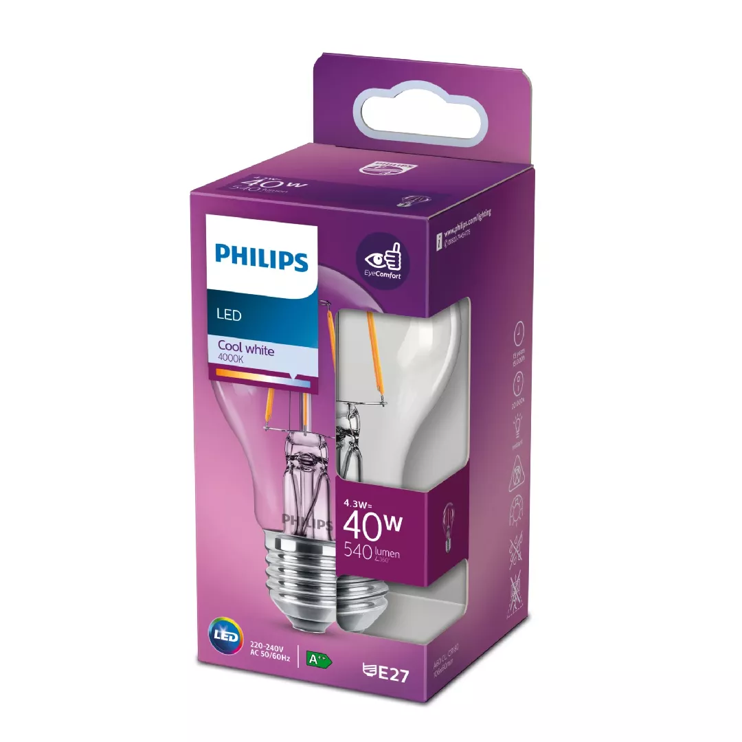 Philips Filament Bulb Clear 40W A60
