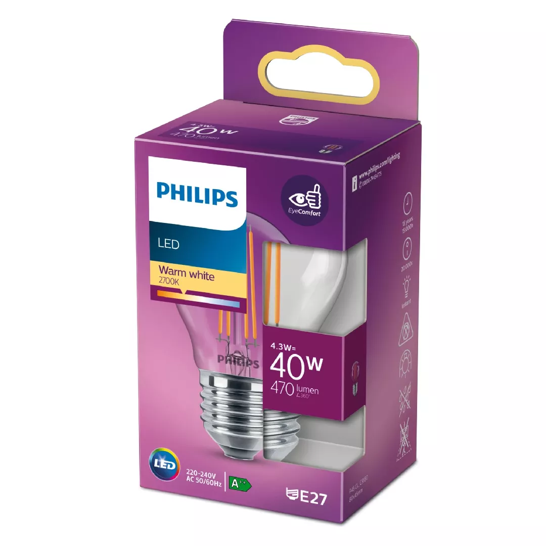 Philips Filament Candle Clear 40W P45