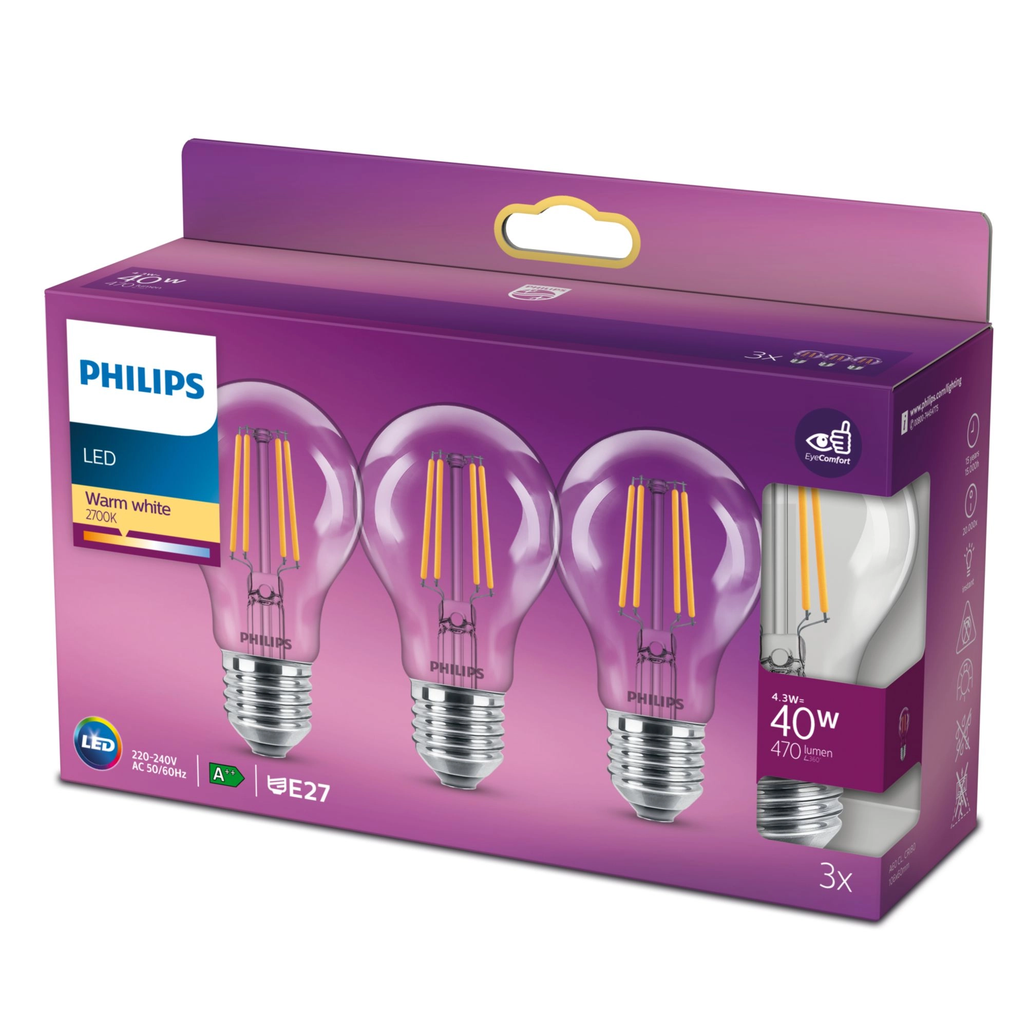 Philips Filament Bulb Clear 40W A60