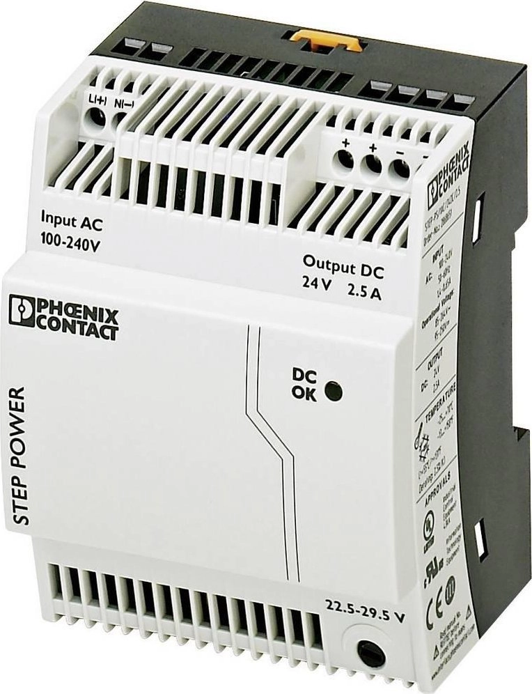Phoenix Contact STEP-PS/ 1AC/24DC/2.5 barošanas avotu vienība 60 W Pelēks