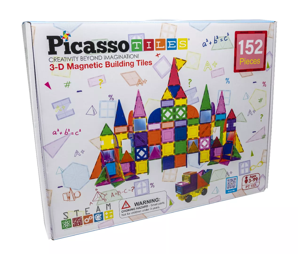 PicassoTiles 152pc Magnetic Tiles set 1276707