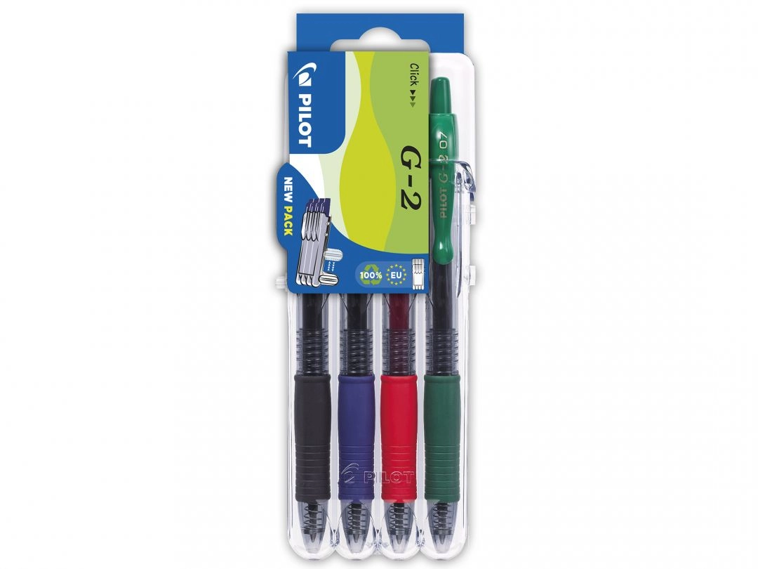 Pilot G-2 Black Blue Green Red
