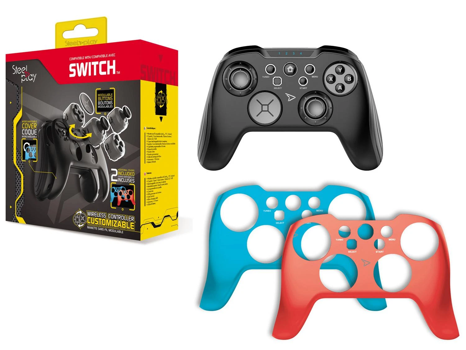 LEXIP X STEELPLAY bezvadu, pielāgojams kontrolieris + 2 korpusu slēdzis