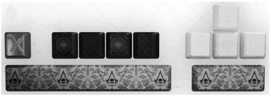 LEXIP BLACK FLAG RESYNCED TATOO KEYCAPS