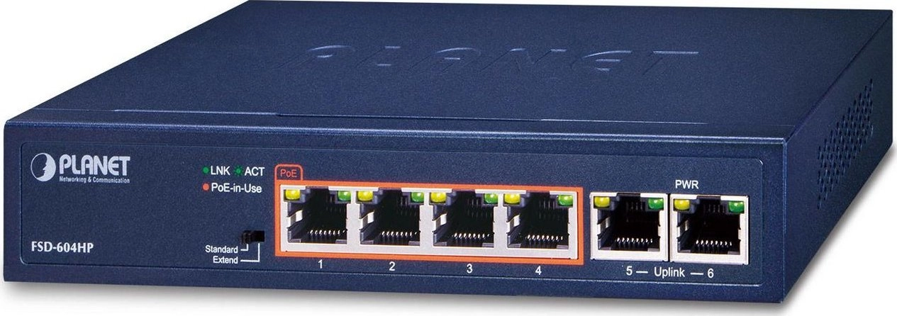 PLANET 4-Port 10/100TX 802.3at PoE