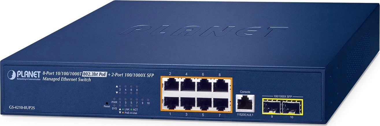 PLANET 8-Port PoE++ Managed Switch GS-4210-8UP2S