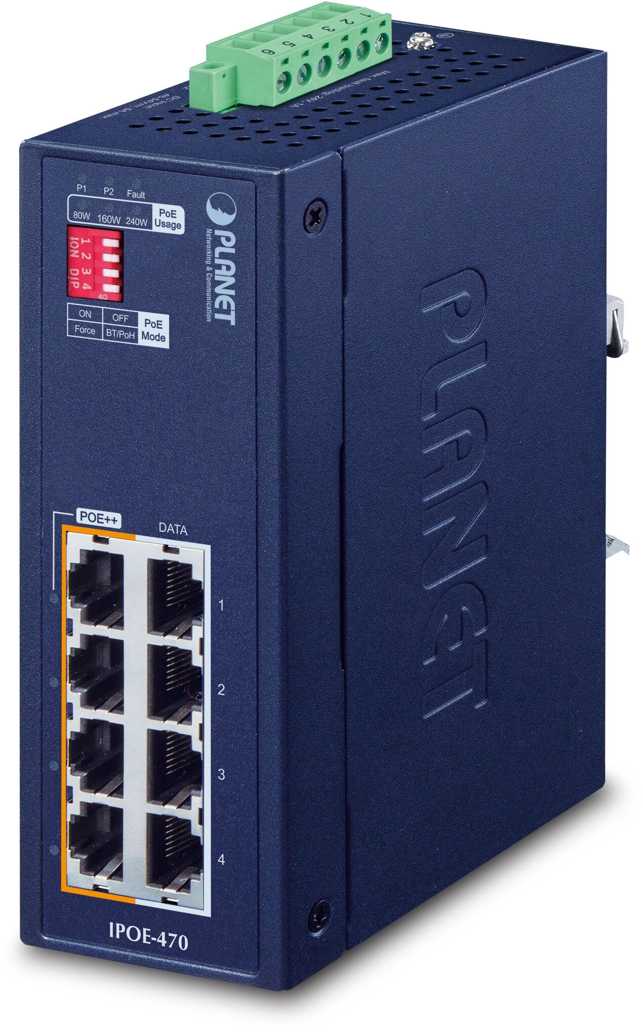 PLANET Industrial 4-Port GE 802.3bt