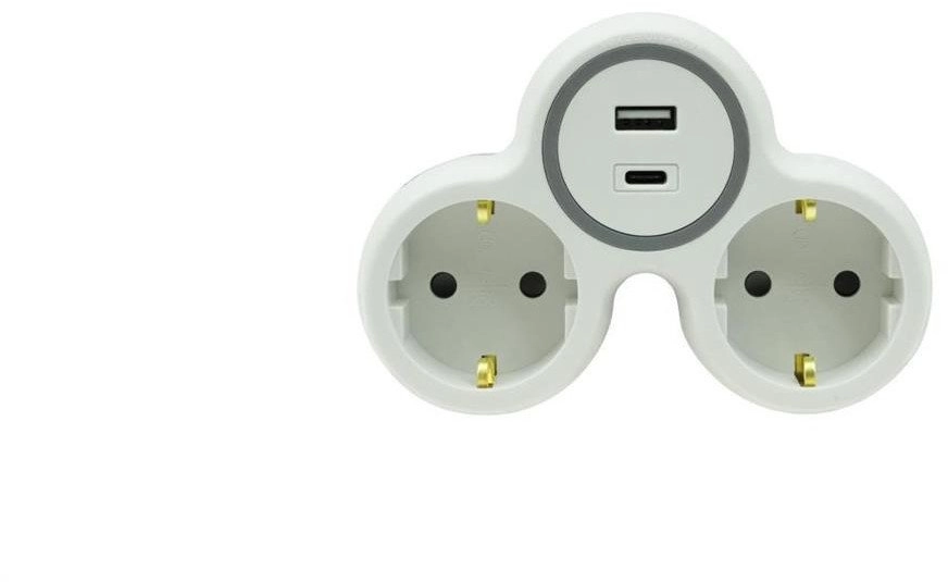 Double splitter 2x plug socket with/out