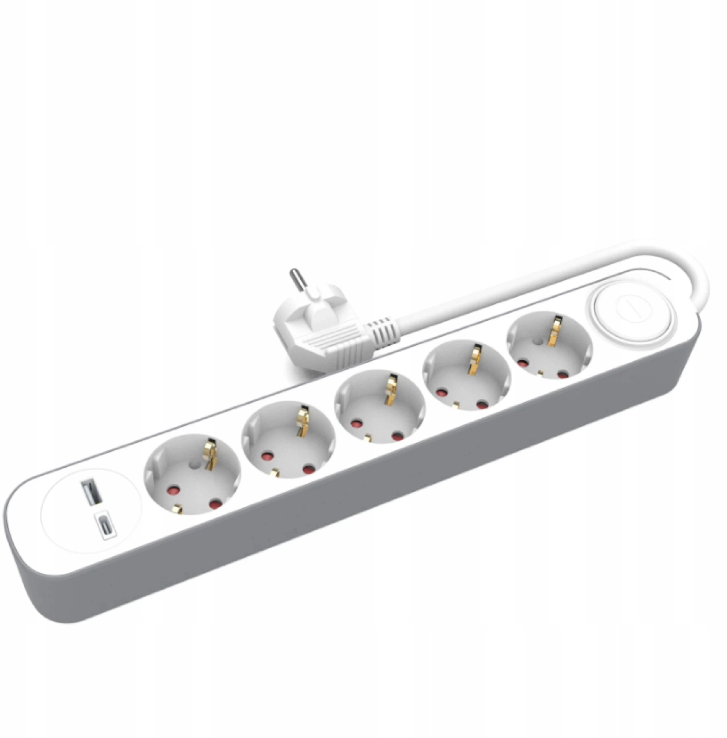 Fixed extension cable 5x schuko switch