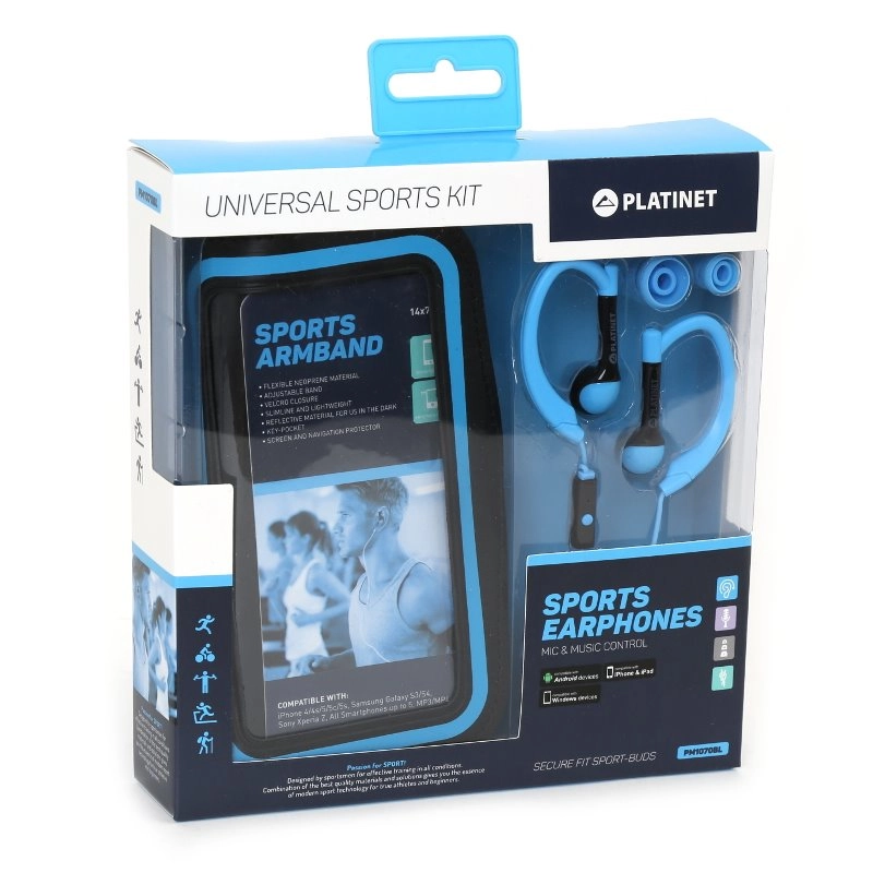 Platinet PM1070BL austiņas un brīvroku komplekts Vadu Ausu āķi Sporta Zils