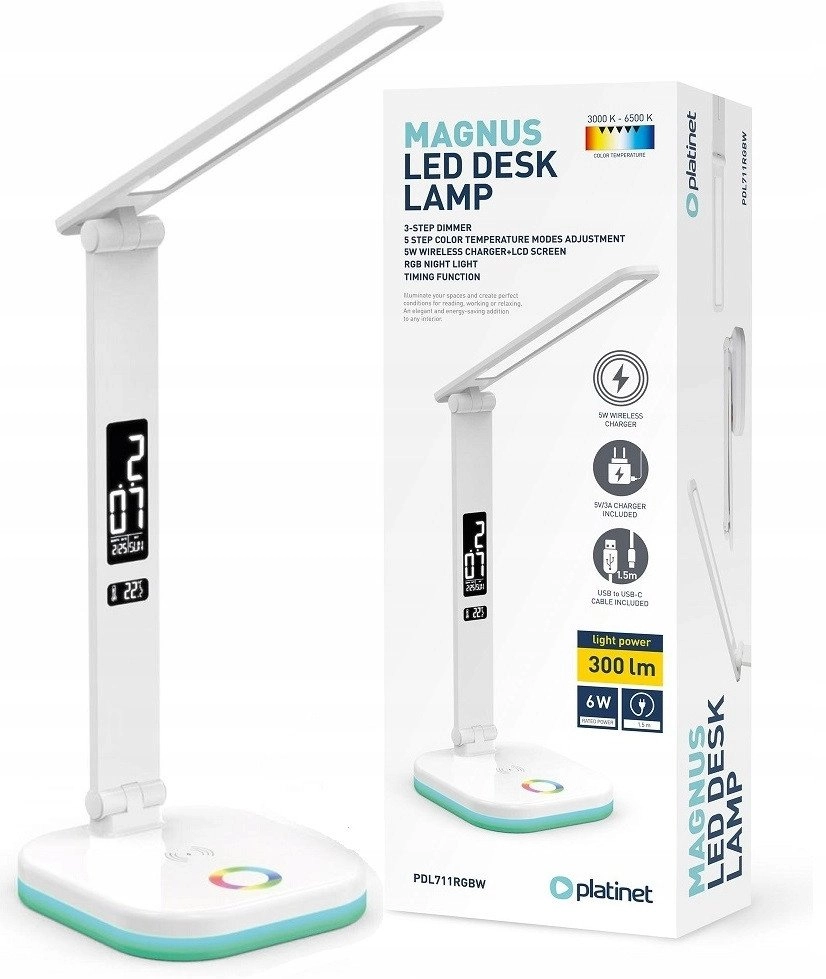 Platinet desk lamp white (PDL711RGBW) 46218