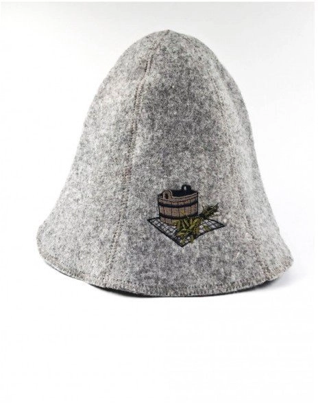 SAUNA HAT WITH WHISK PIC GREY