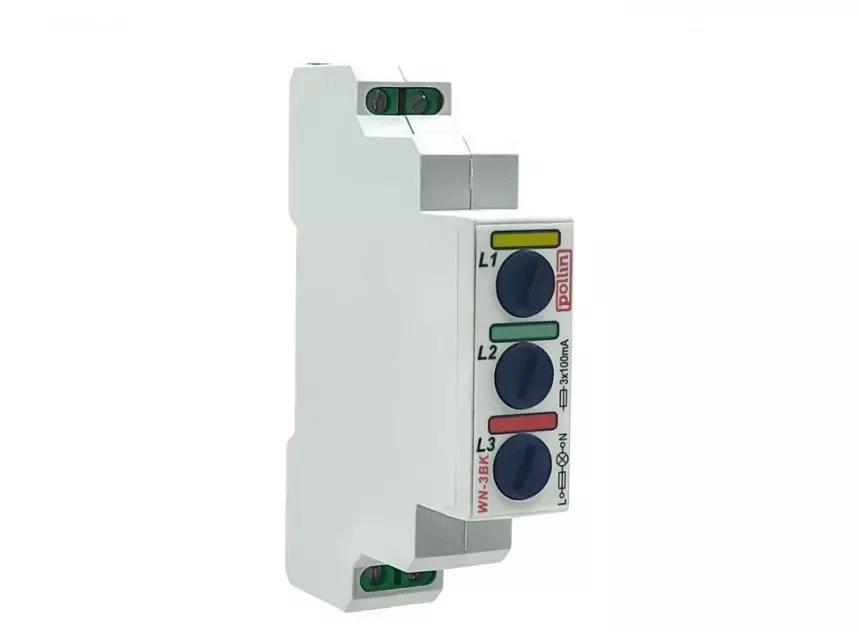 3-phase modular lamp yellow/red/green with fuse