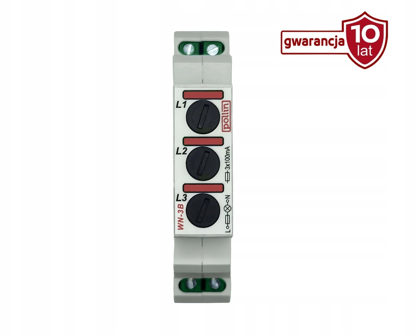 3-phase red modular lamp with fuse