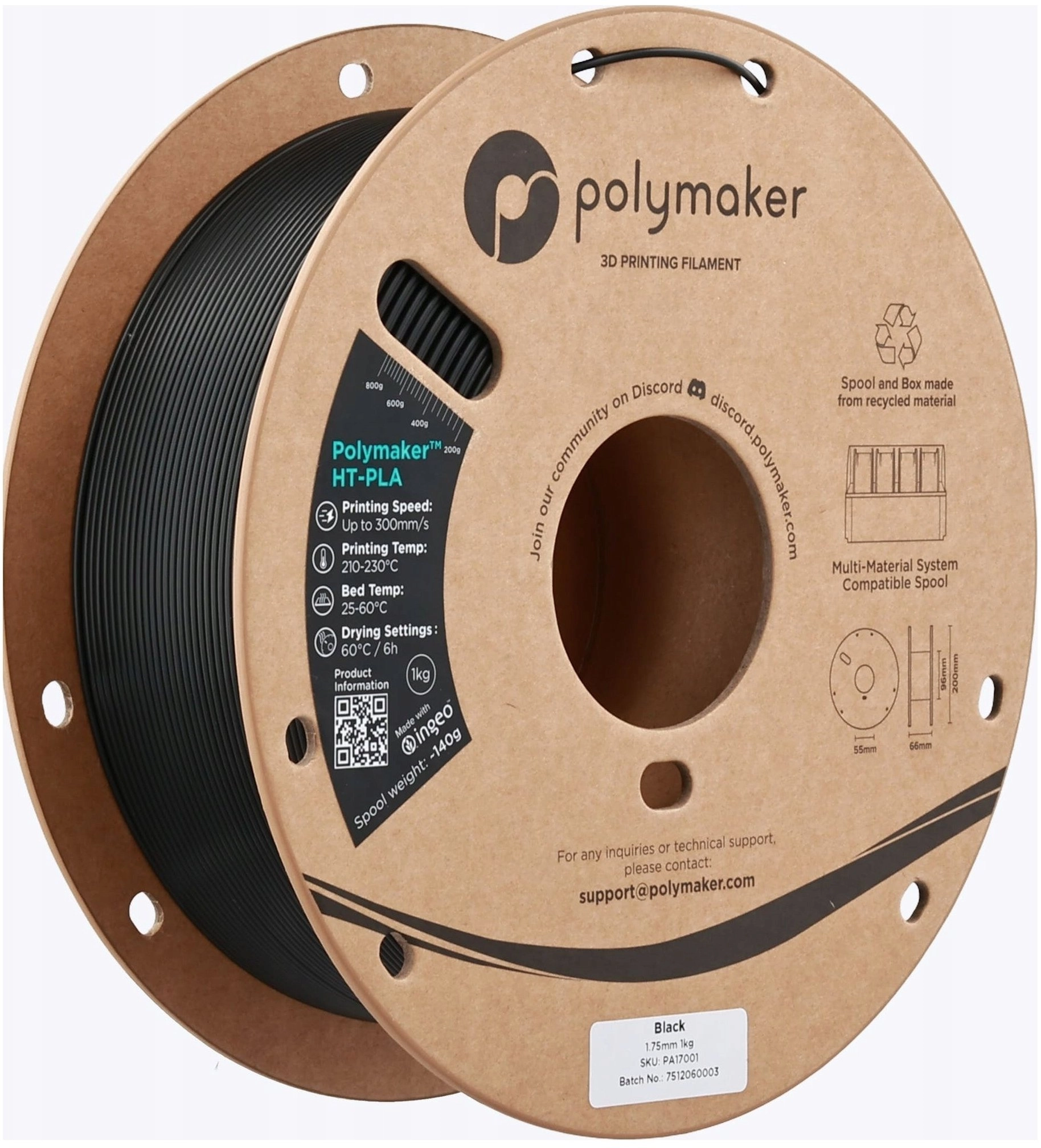 HT-PLA 1 75mm BLACK 1kg PA17001