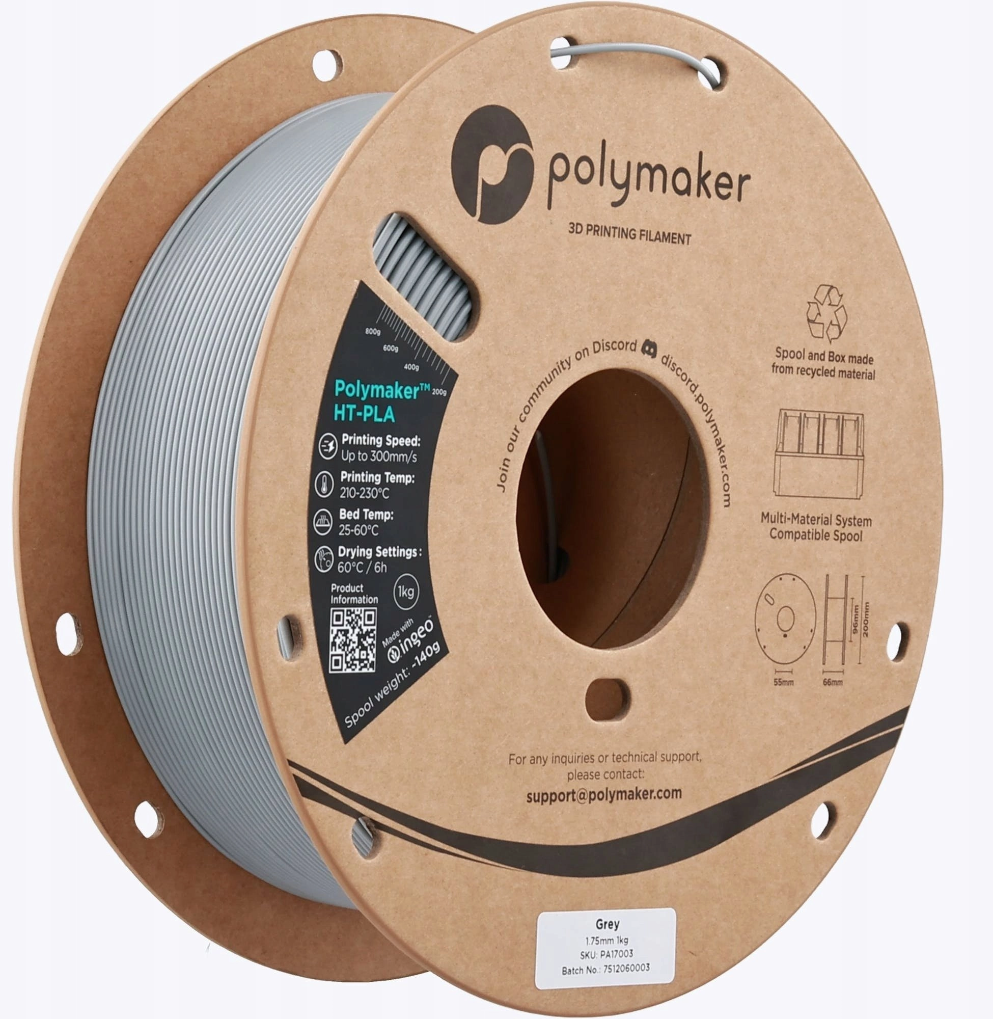 HT-PLA 1 75mm GREY 1kg PA17003
