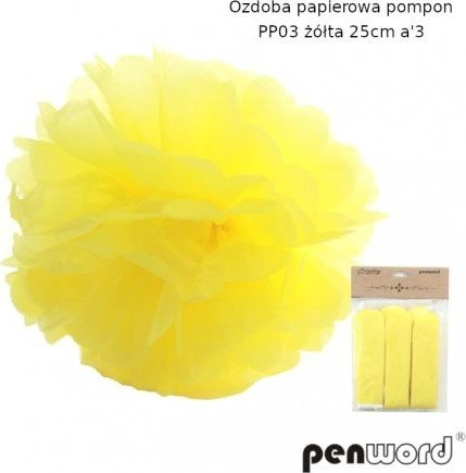 Polsirhurt Pompon papierowy żółty 25cm pp03