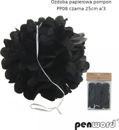 Polsirhurt Pompon papierowy czarny 25cm pp08
