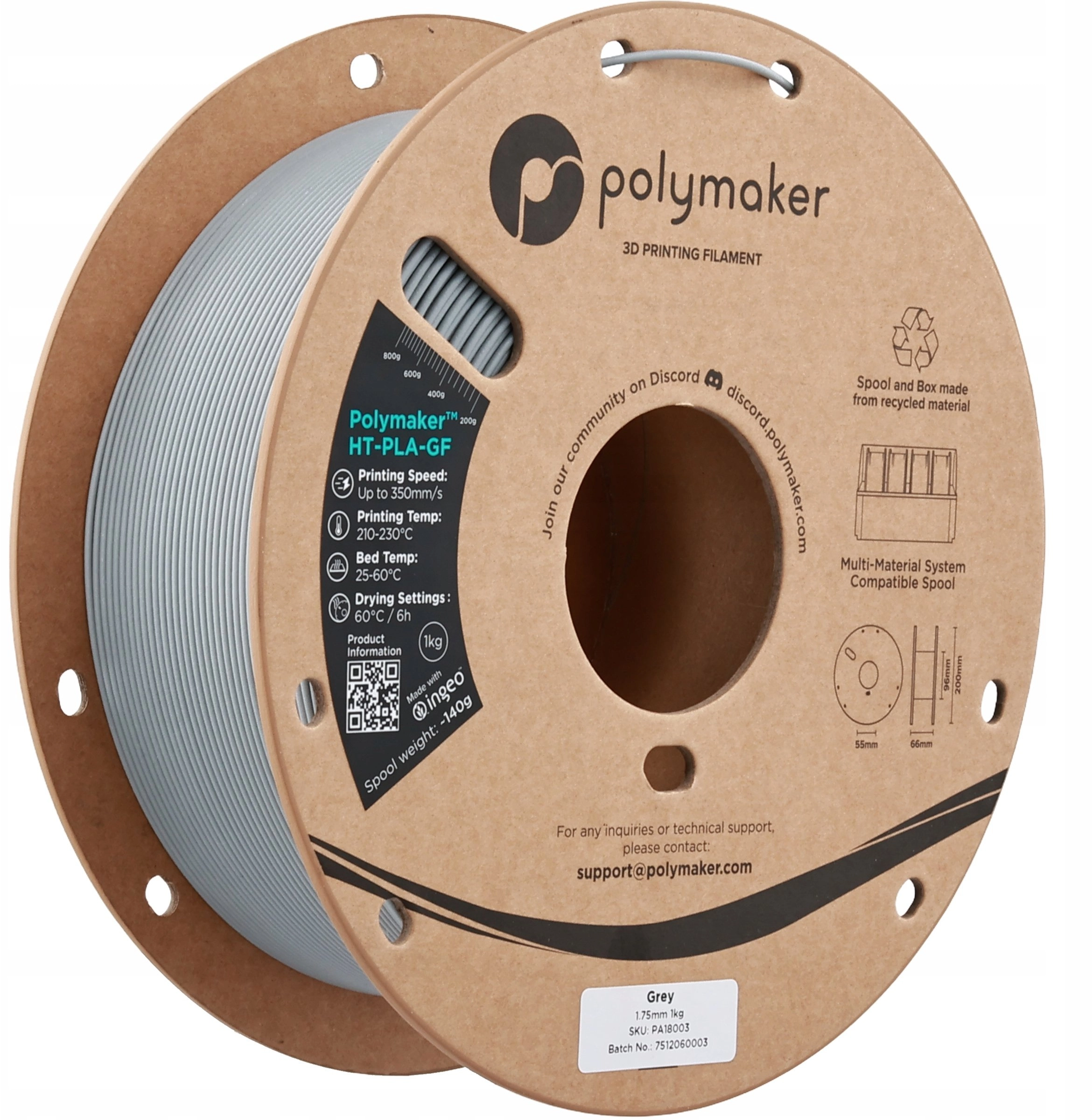 HT-PLA-GF 1 75mm GREY 1kg 16203808