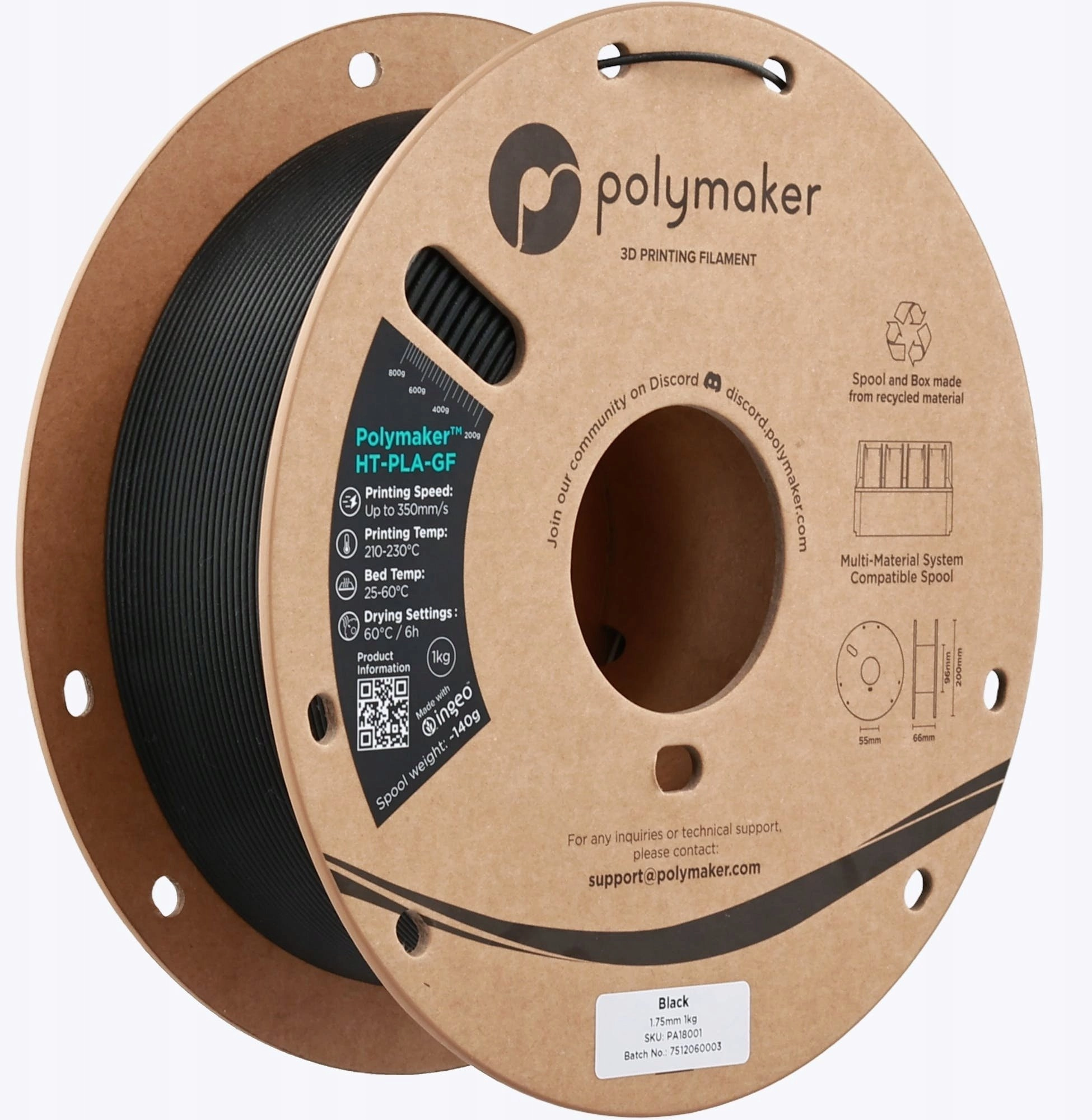HT-PLA-GF 1 75mm BLACK 1kg 16203809