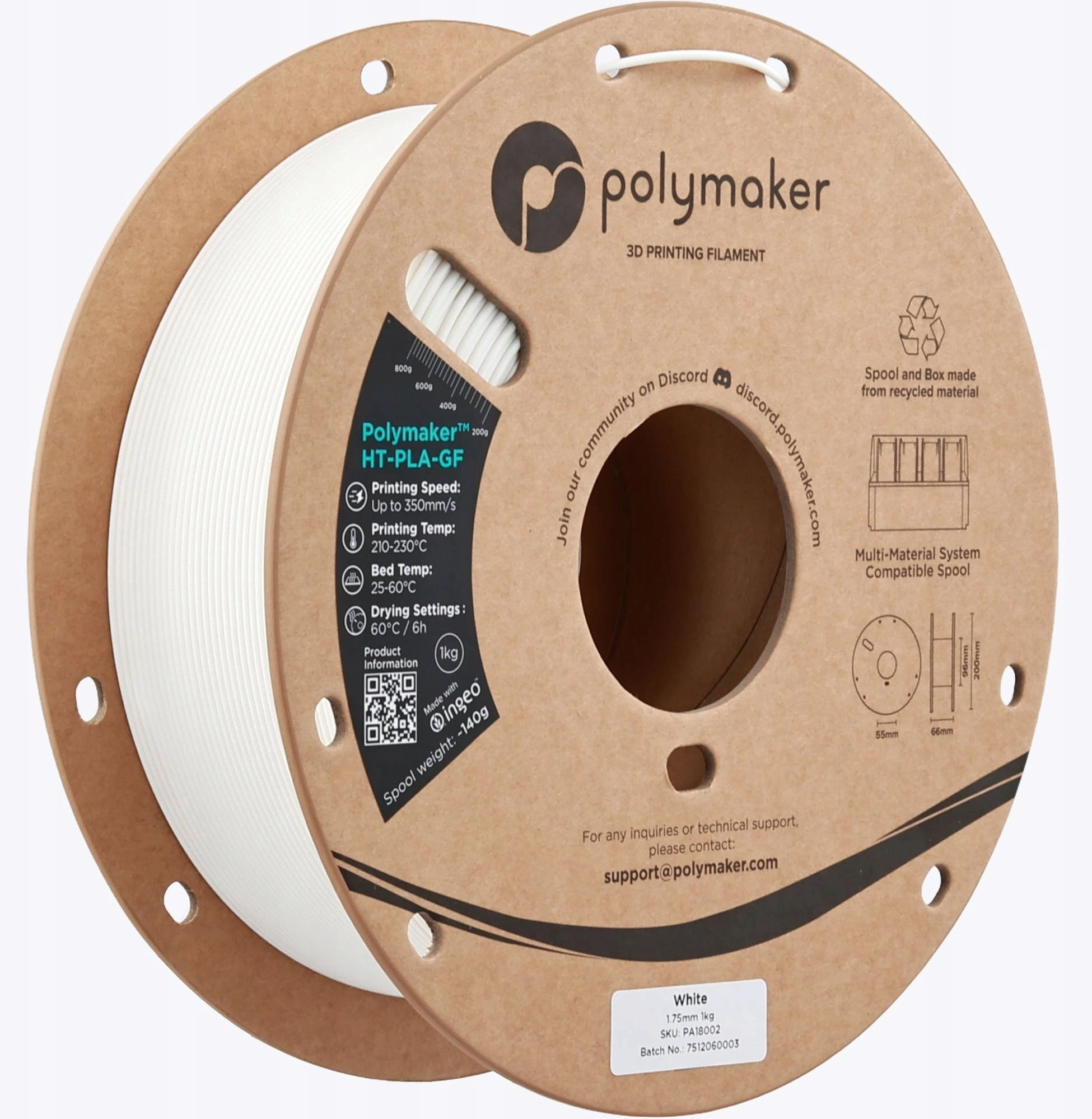 HT-PLA-GF 1 75mm WHITE 1kg 16203812