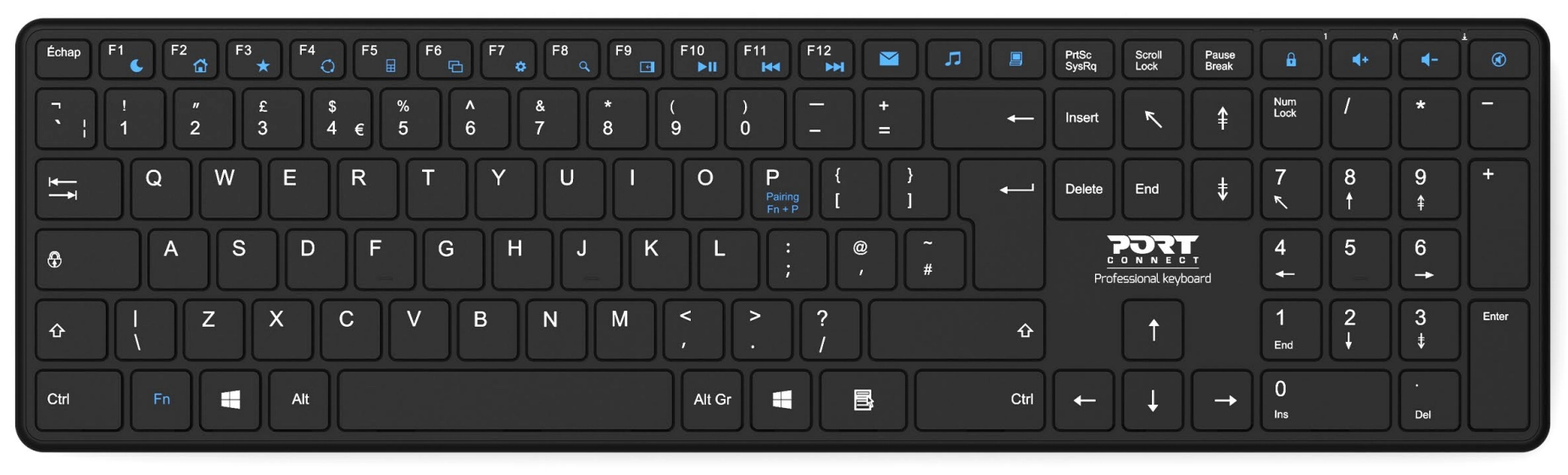 Port Designs 900903-R-DE tastatūra Mājas Bluetooth sistēma QWERTZ Vācu Melns