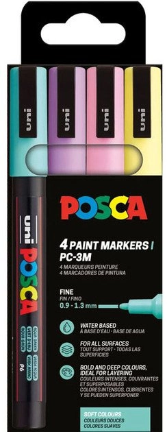 POSCA PC-3M 4stk Pastel Farver 186542