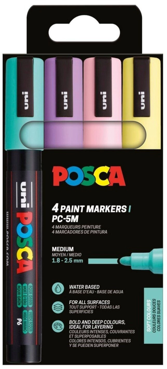 POSCA PC-5M 4stk Pastel Farver 3701614901260