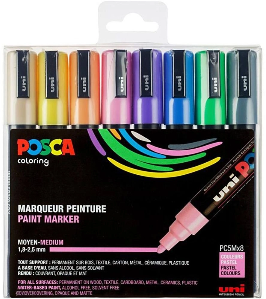 POSCA PC-5M 8pcs Pastel Colors 3701614901222