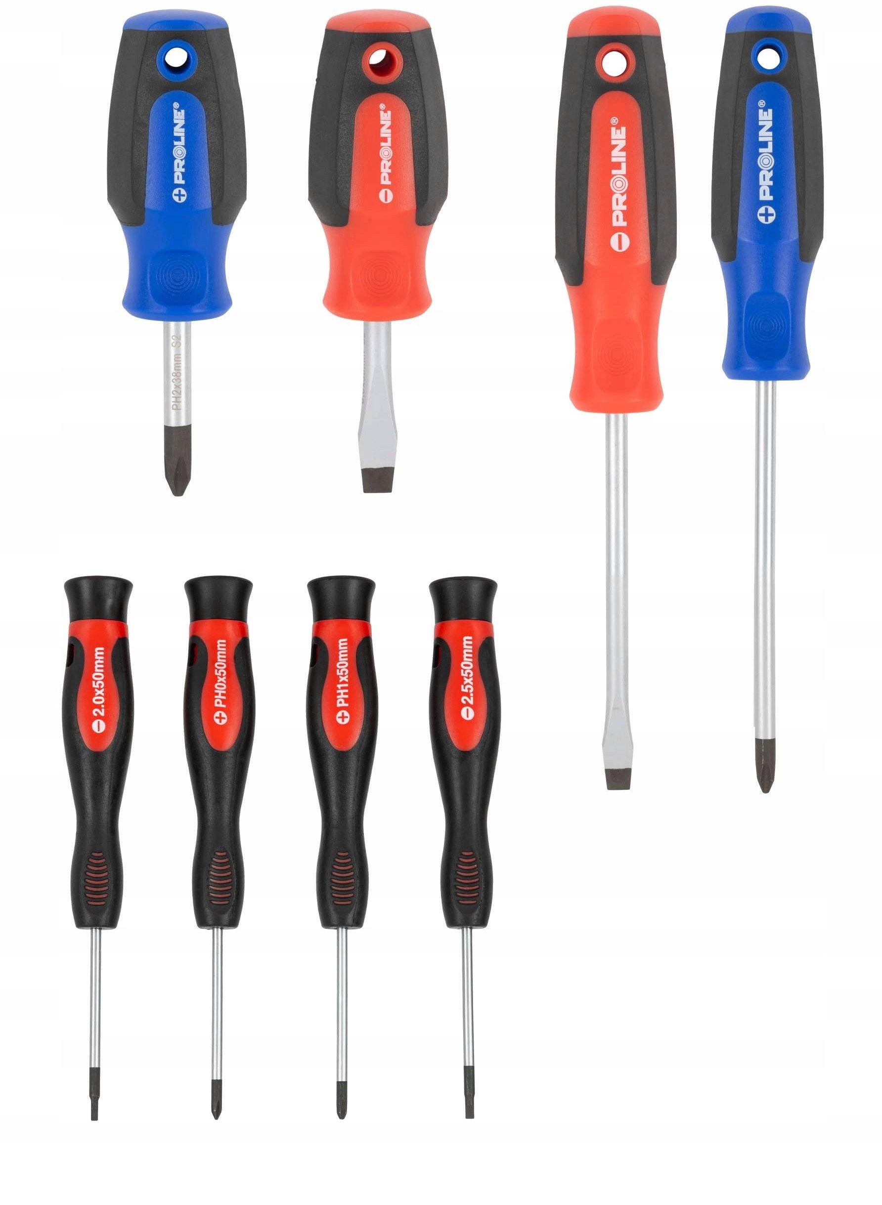 Set of 8 screwdrivers soft-touch s2