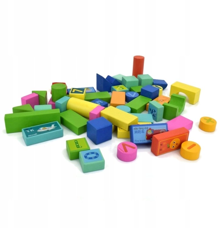 Colorful wooden blocks  50 elements  with