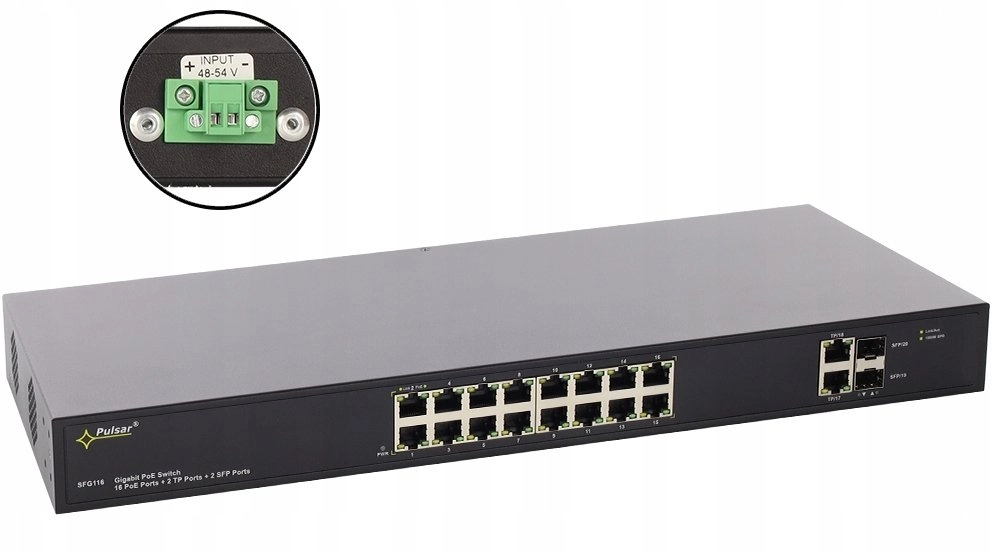 SFG108WP PULSAR Switch PoE 16-portowy Gigabit