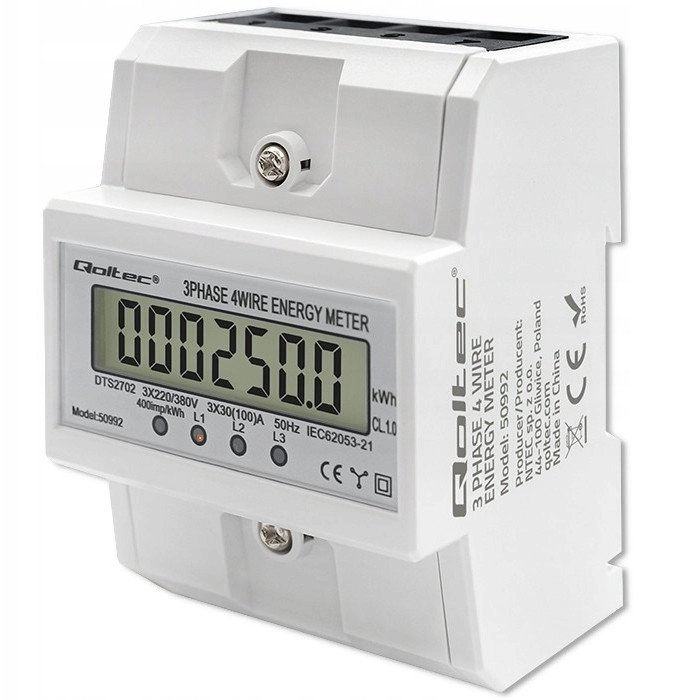 Three phase electronic meter DIN rail