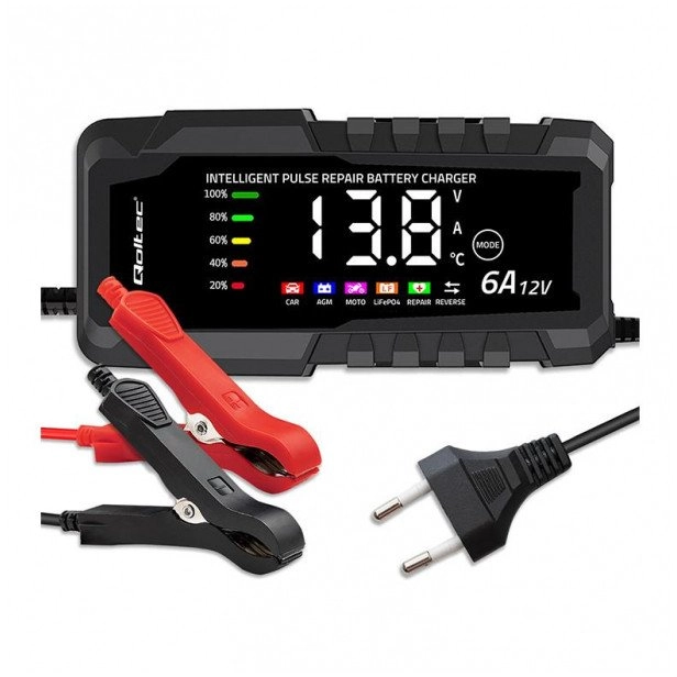 Qoltec Mikroprocesorowa ładowarka 12V 6A Prostownik