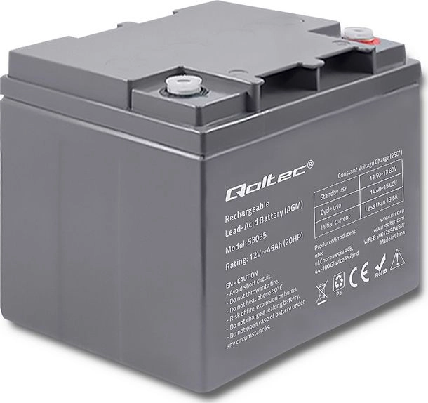 Qoltec Akumulator AGM 12V 45Ah max