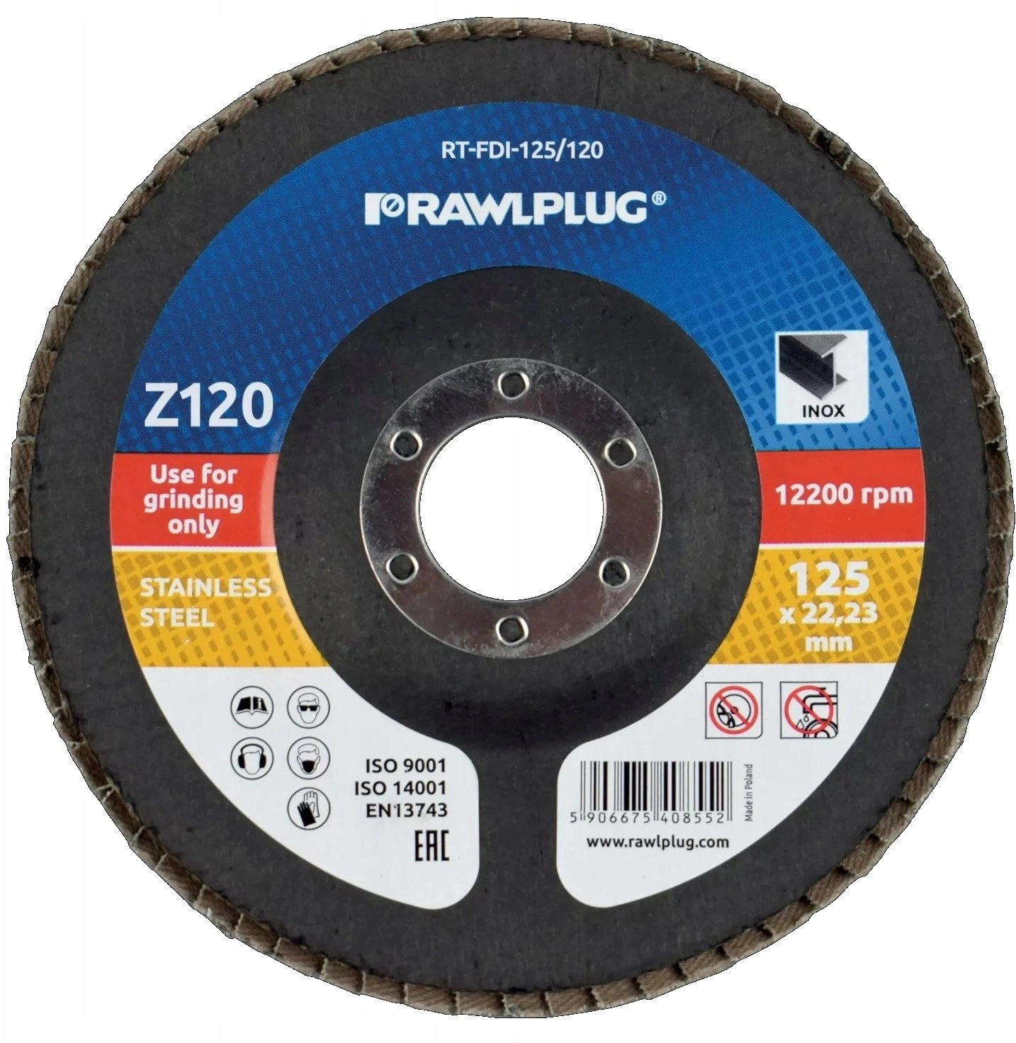 Zirconium flap grinding wheel Z120 125X22