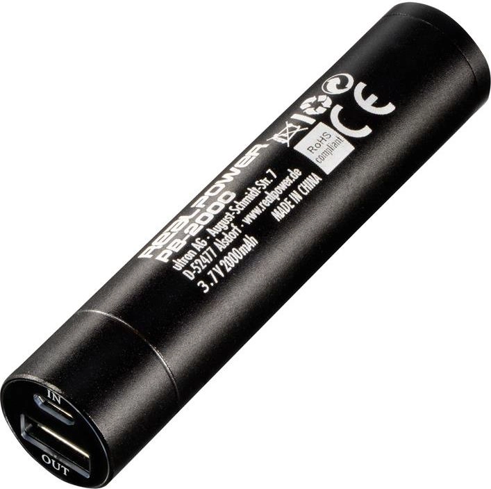 Powerbank RealPower PB2000 mAh Alu  schwarz