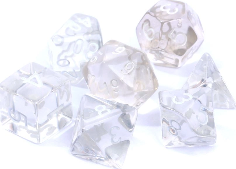 Rebel Komplet kości RPG kryształowe przezroczyste