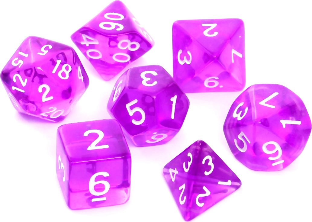 Rebel Komplet kości RPG kryształowe fioletowe